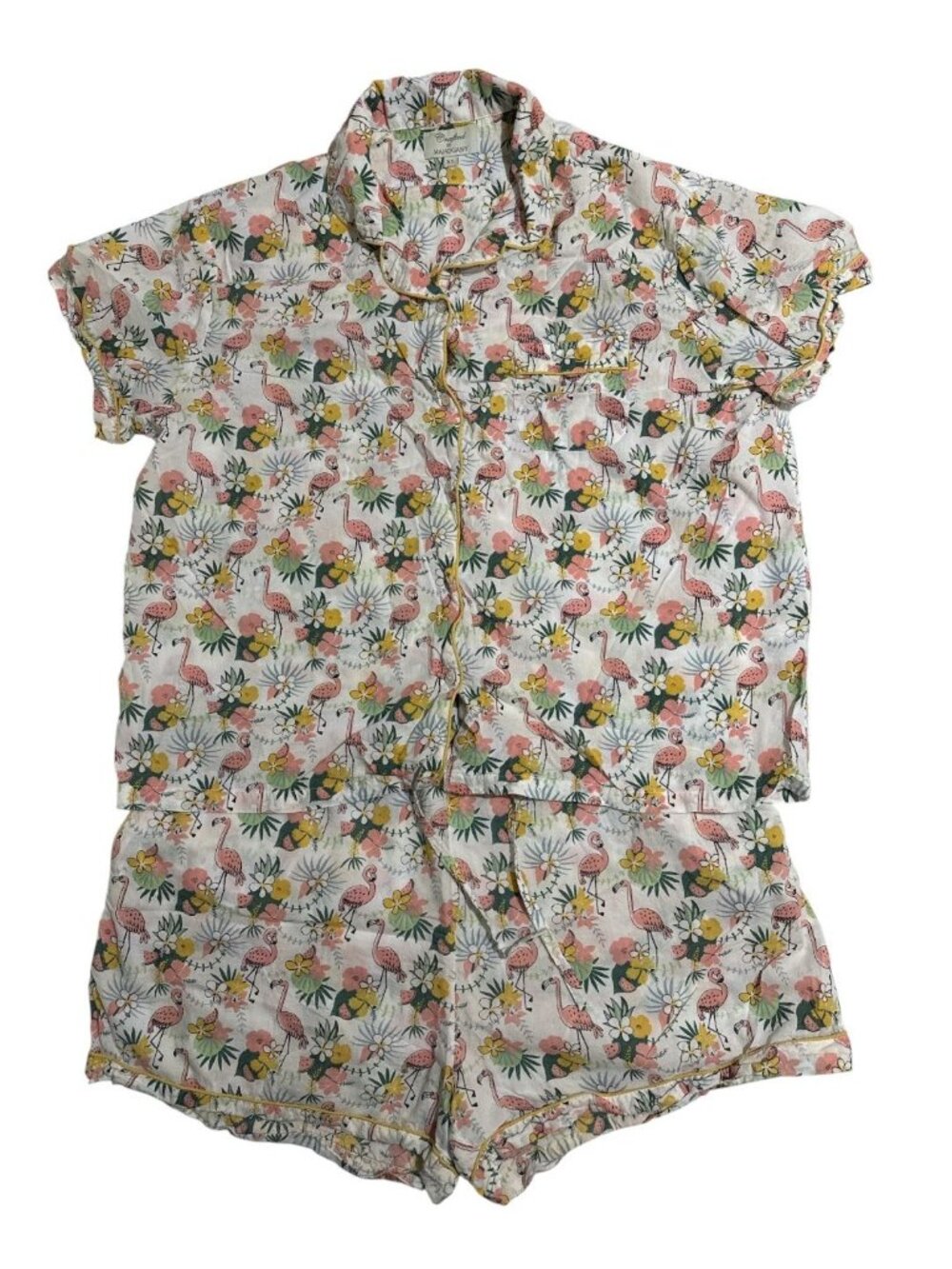 Crafted By Mahogany Womens Flamingo & Floral Print Pajama Set XL Cotton